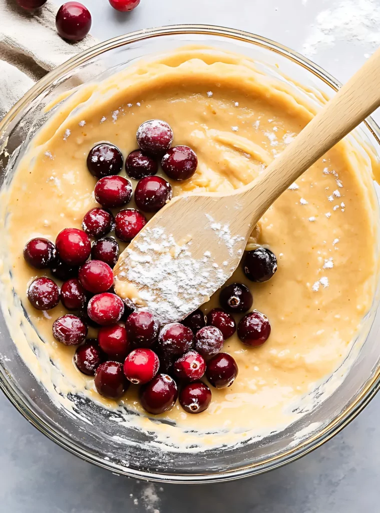 Cranberries added to cake batter