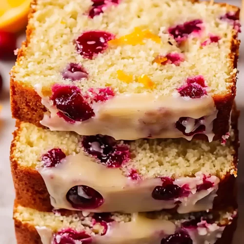 Cranberry loaf stack with citrus glaze