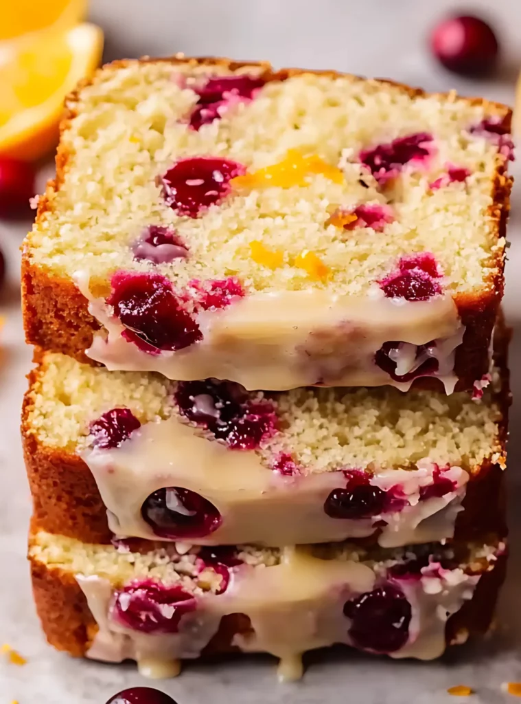 Cranberry loaf stack with citrus glaze