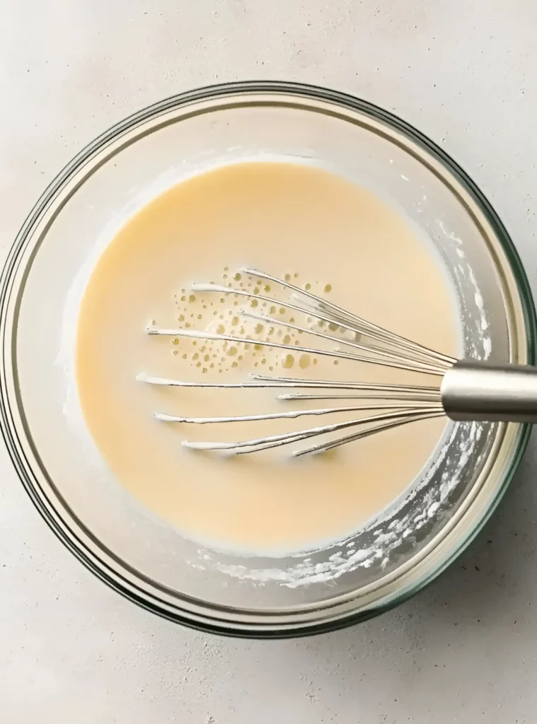 Dairy-free milk mixture with whisk