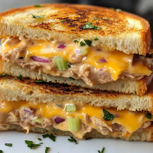 Grilled tuna melt sandwich on a plate