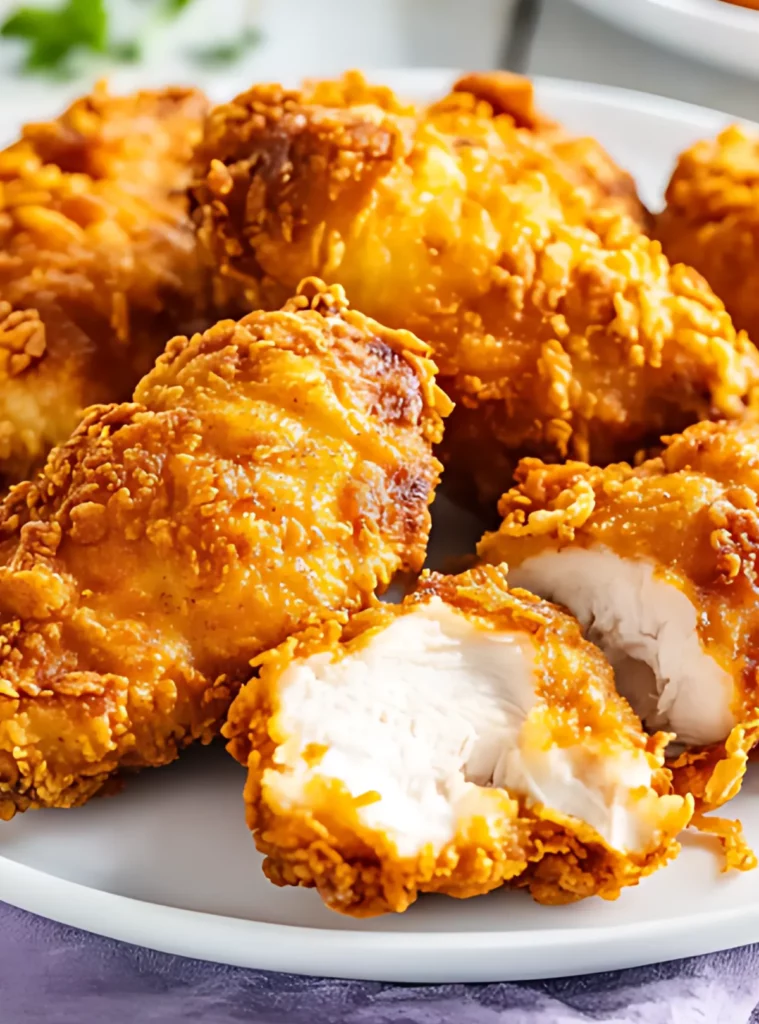 Plate of crispy fried chicken drumsticks
