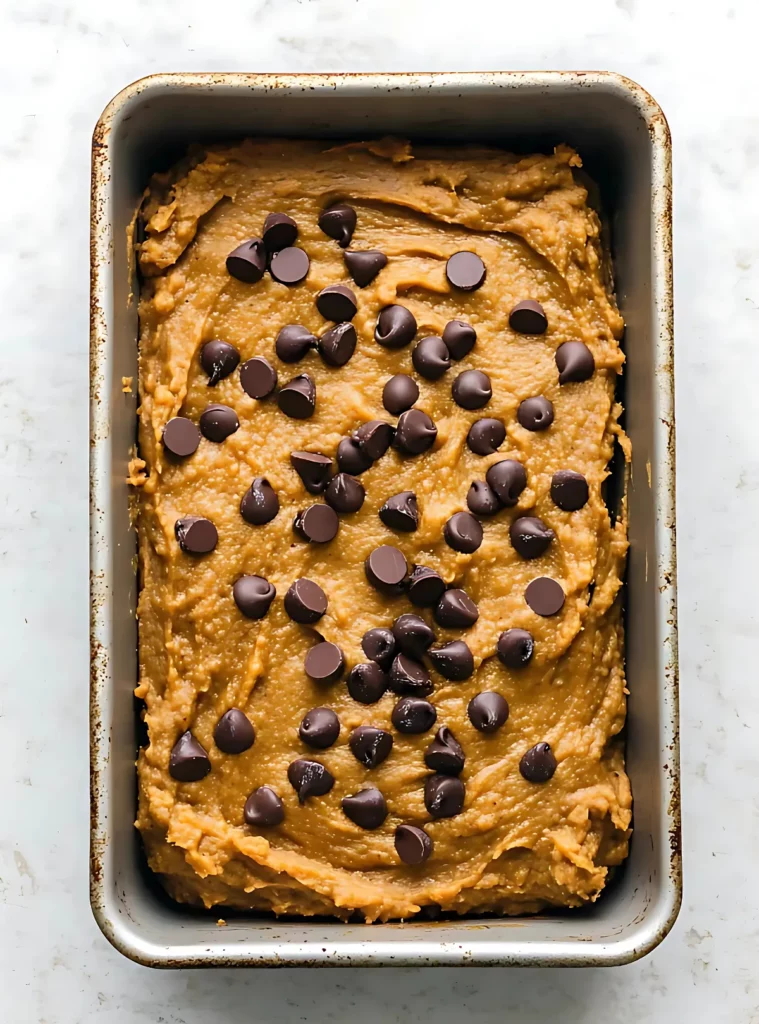 Pumpkin bread batter in loaf pan before baking