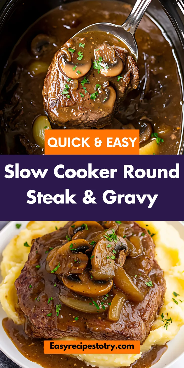 Slow Cooker Round Steak & Gravy