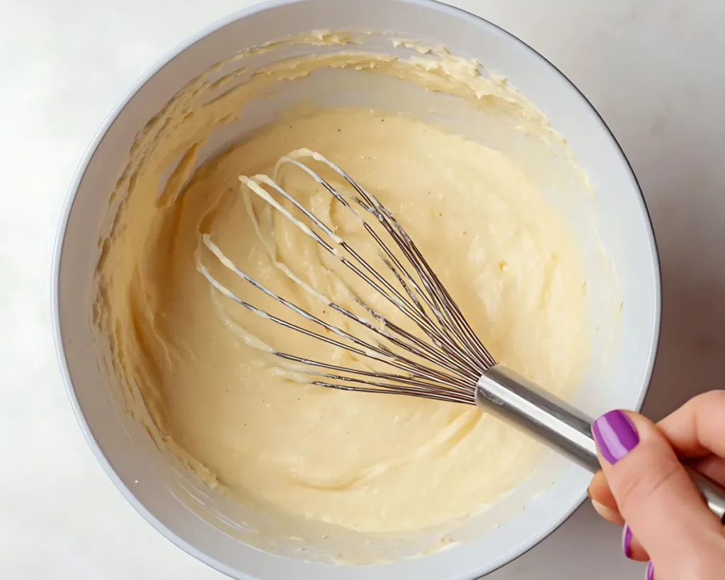 Whisk in a bowl of smooth muffin batter