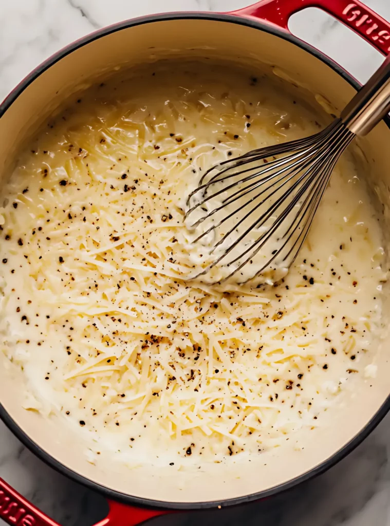 Alfredo sauce with cheese and pepper