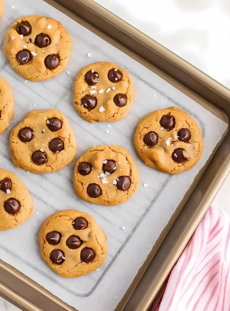 Baked cookies on parchment tray