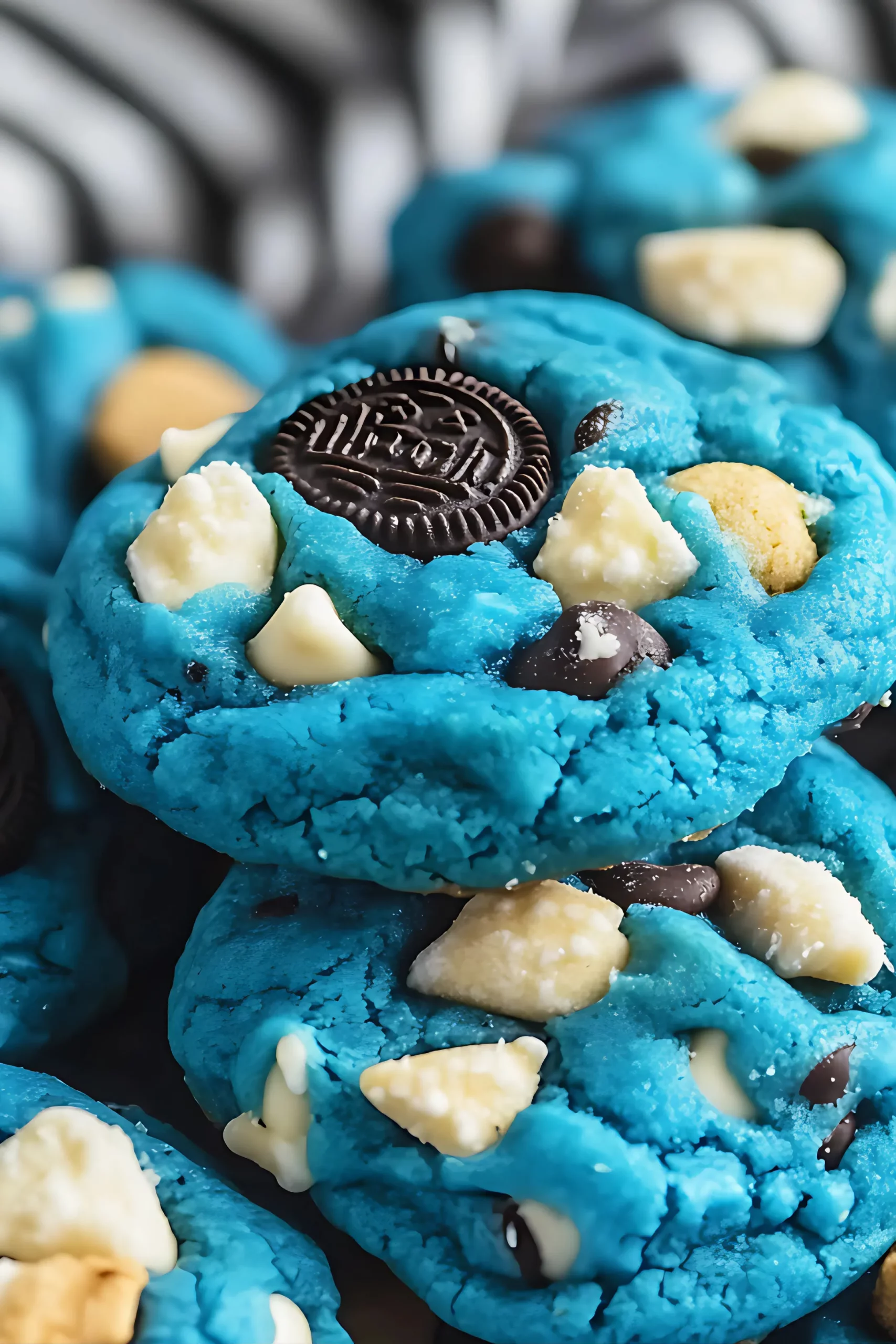 Blue cookie with Oreo and chocolate chips