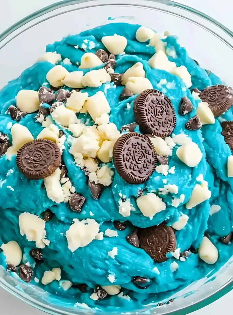 Blue dough with chocolate and chips