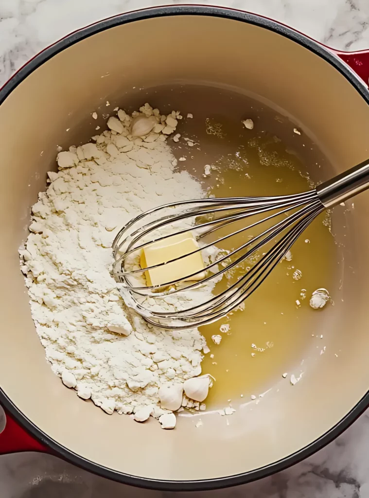 Butter and flour in red pot