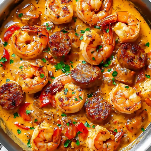 Cajun shrimp with golden sausage