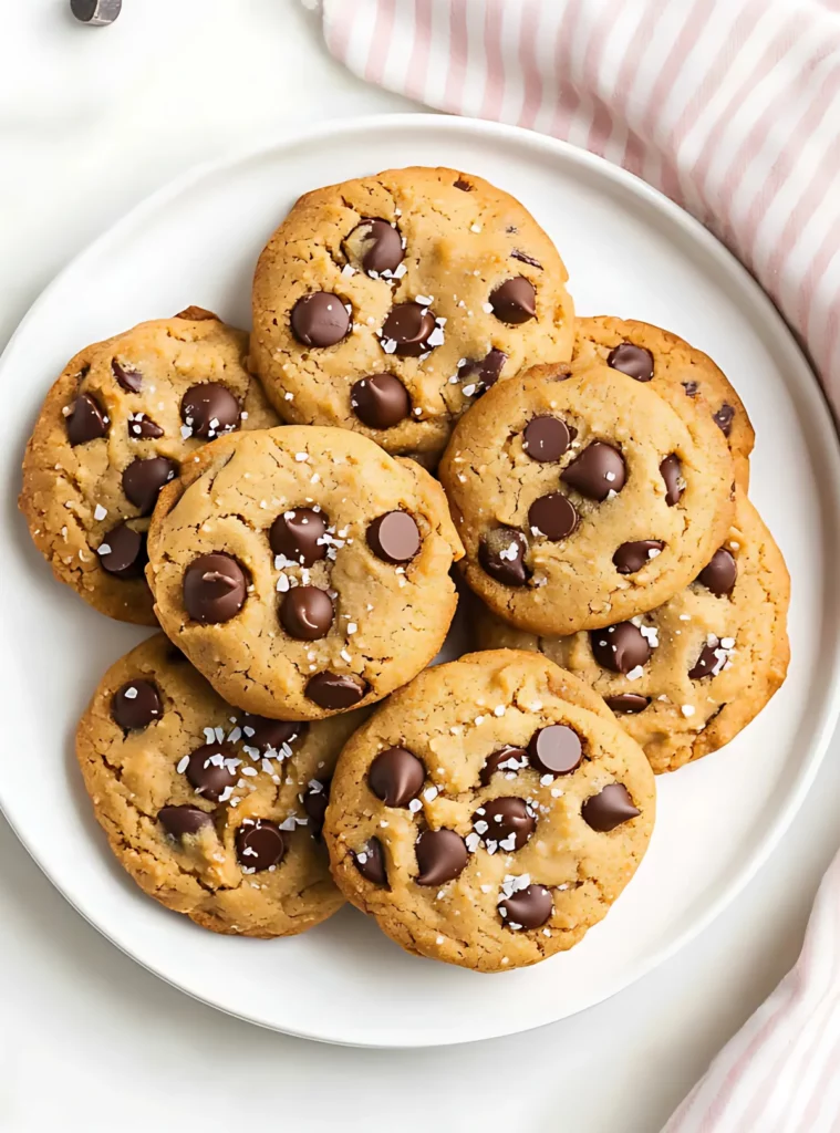 Cookies with chocolate chunks on plate