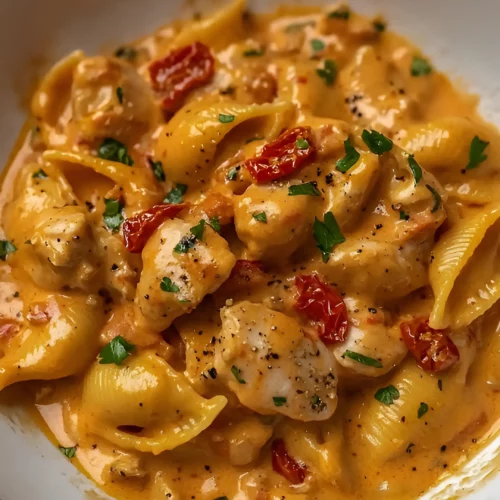 Creamy chicken pasta with sun dried tomatoes