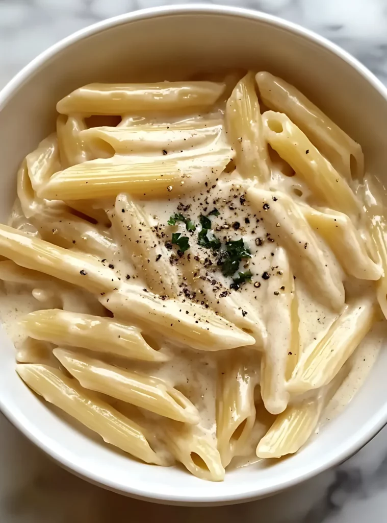 Creamy pasta with parsley on top