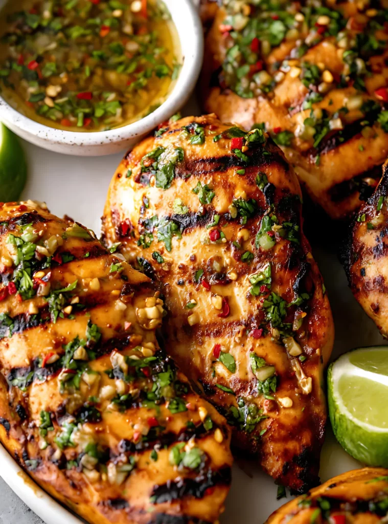 Grilled chicken with herbs and lime