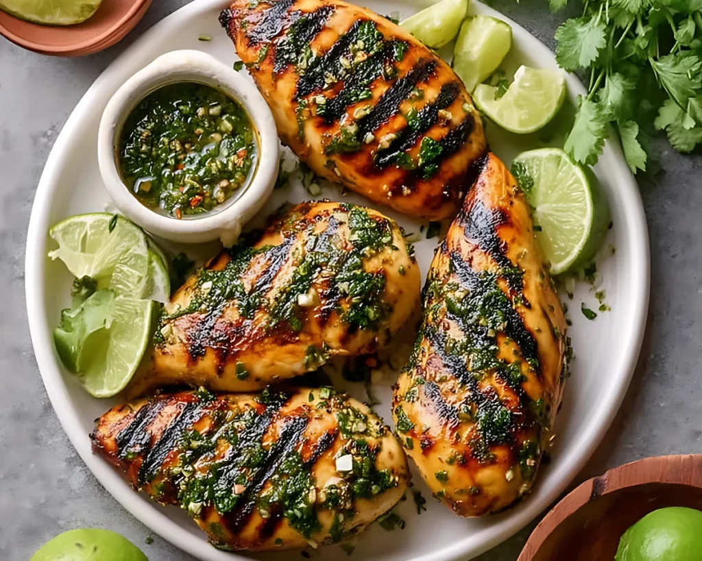Grilled chicken with limes and sauce