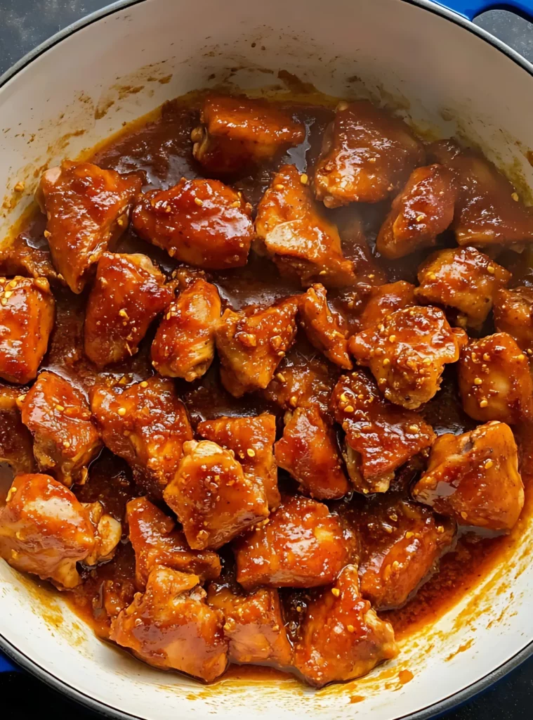 Marinated chicken in rich red sauce