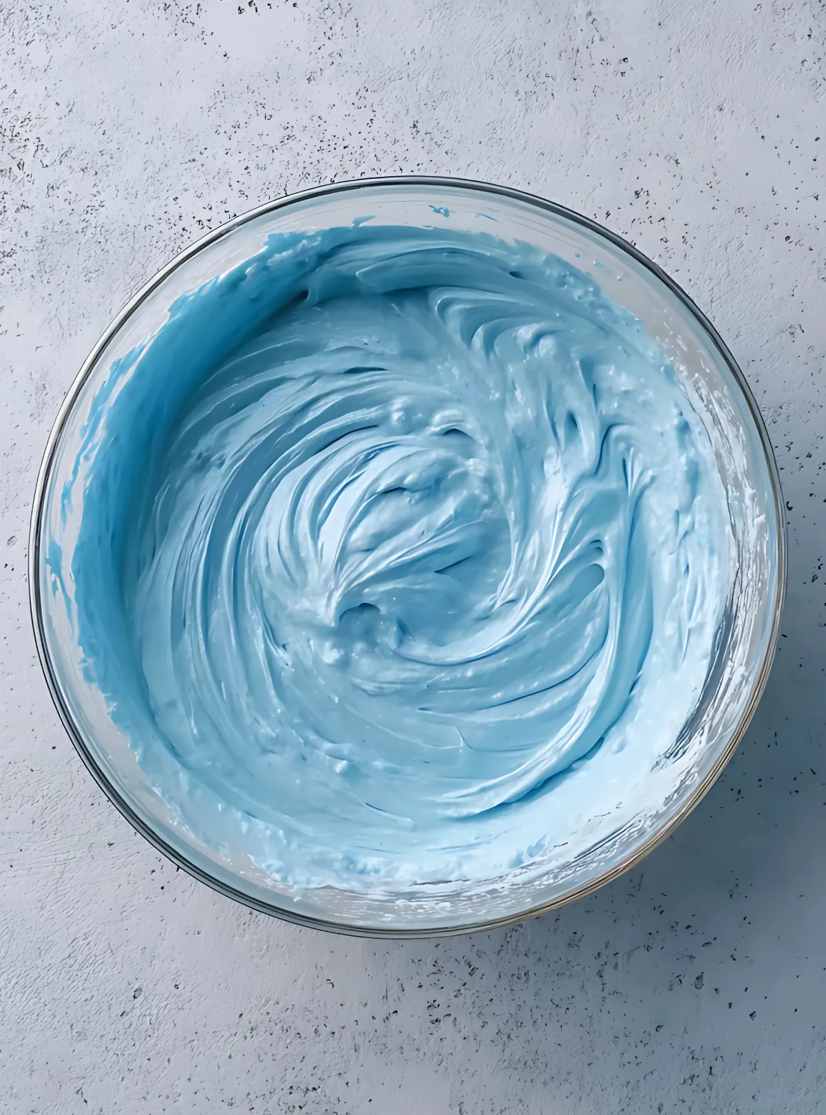 Blue whipped meringue in bowl