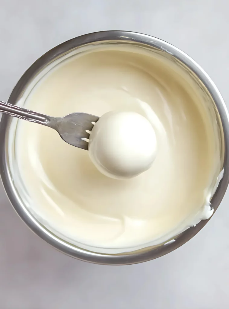 Cake ball dipped in white chocolate