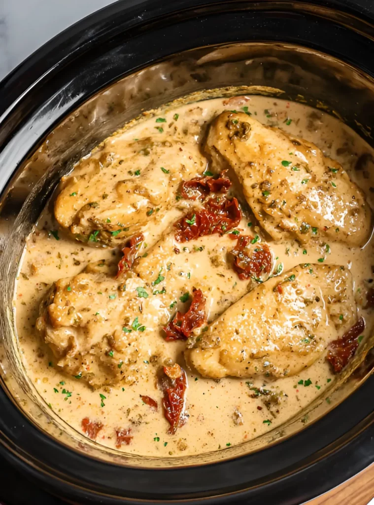 Chicken in creamy sauce with sun dried tomatoes