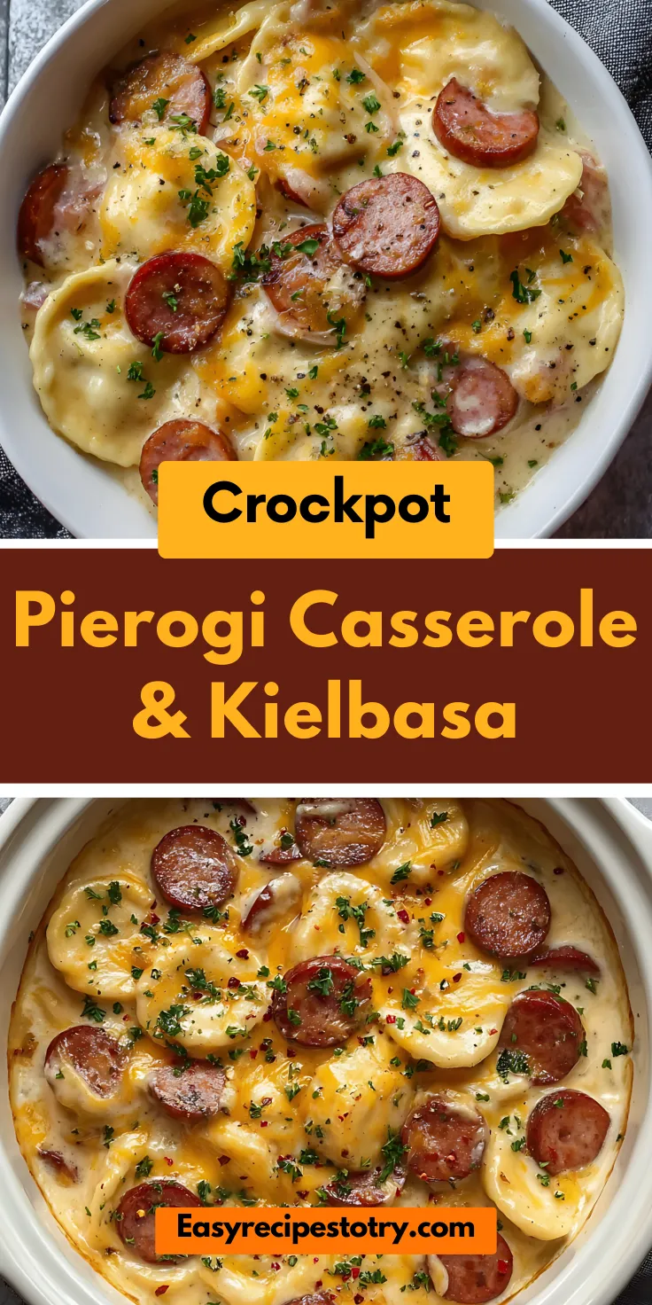 Crockpot Pierogi Casserole with Kielbasa