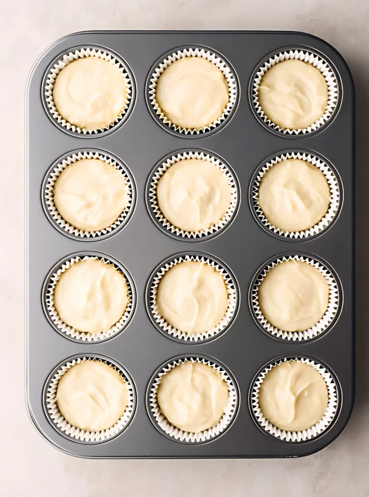 Cupcake batter in muffin tin