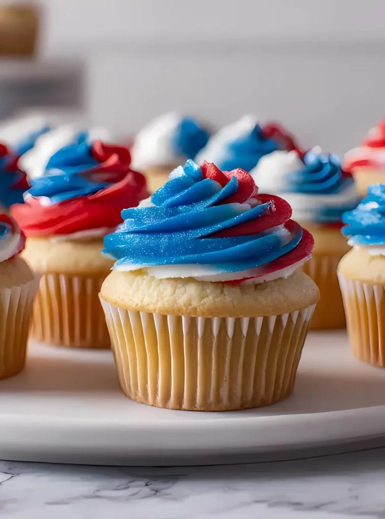 Cupcakes on round white platter