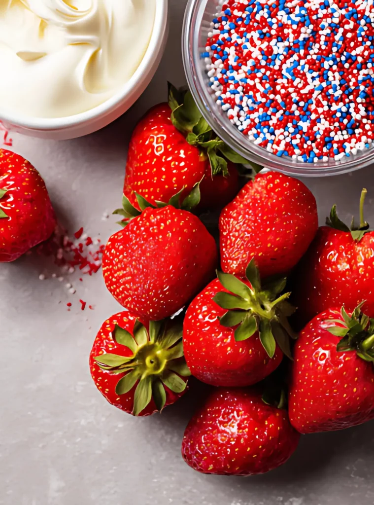 Fresh strawberries with sprinkles and chocolate