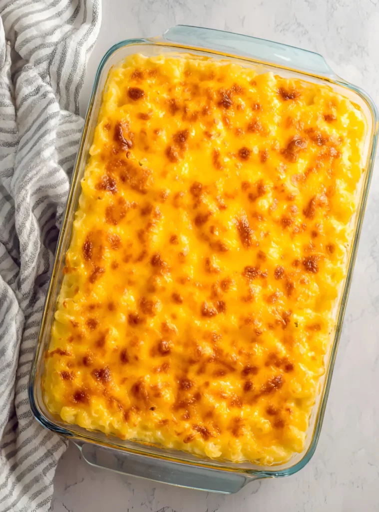 Golden mac and cheese casserole