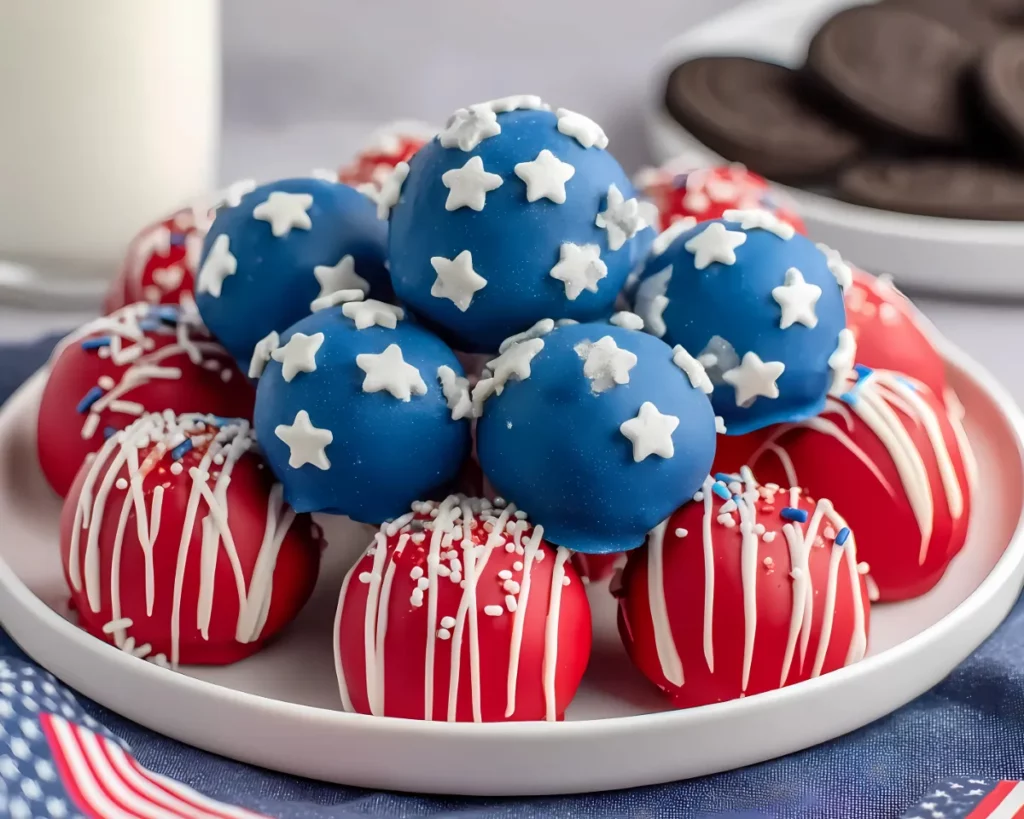 Oreo balls with patriotic napkin