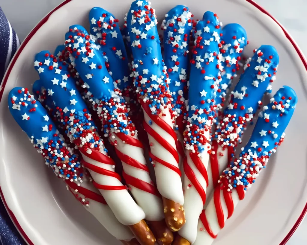 Patriotic pretzels on a plate