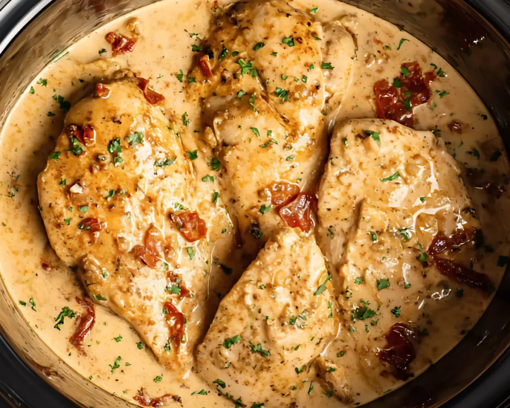 Slow cooker chicken in creamy sauce