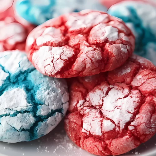 Stack of red and blue cookies