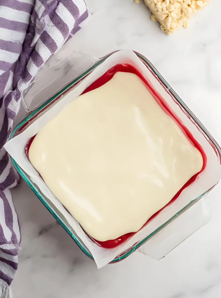 White fudge layer poured