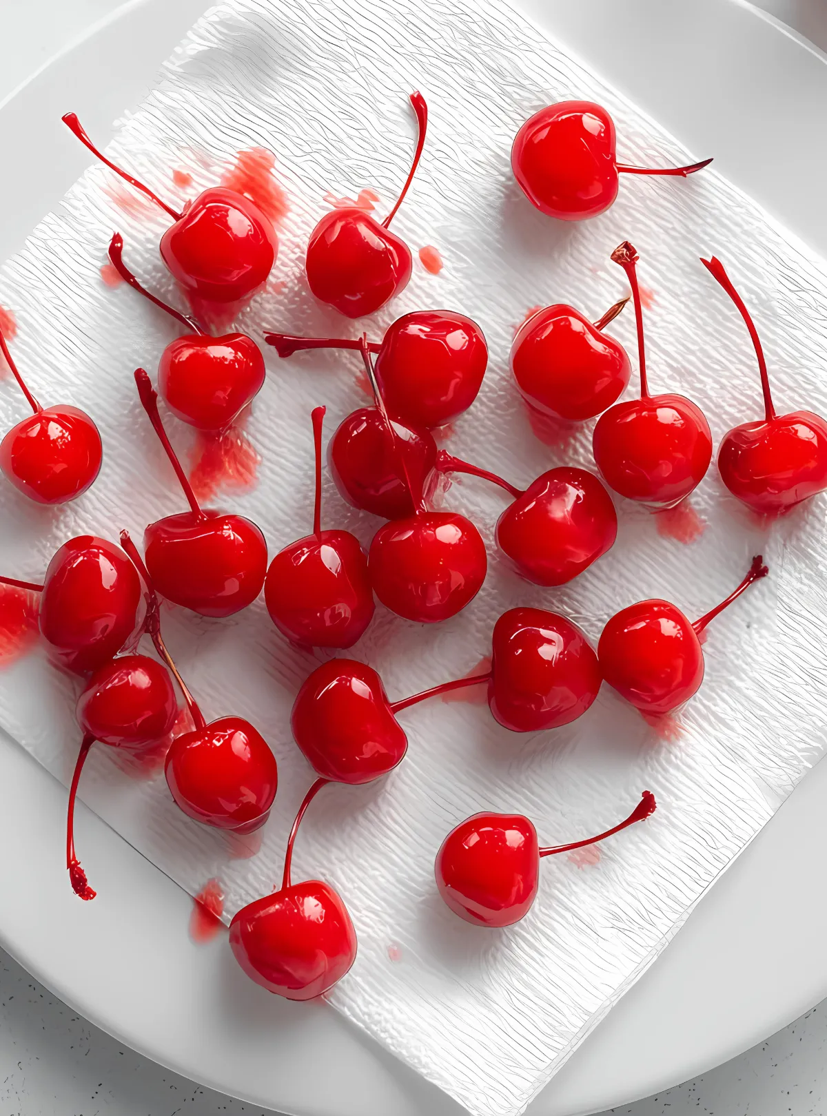 cherries drying on paper towel