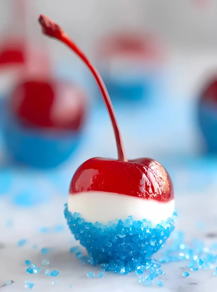 closeup of decorated cherries