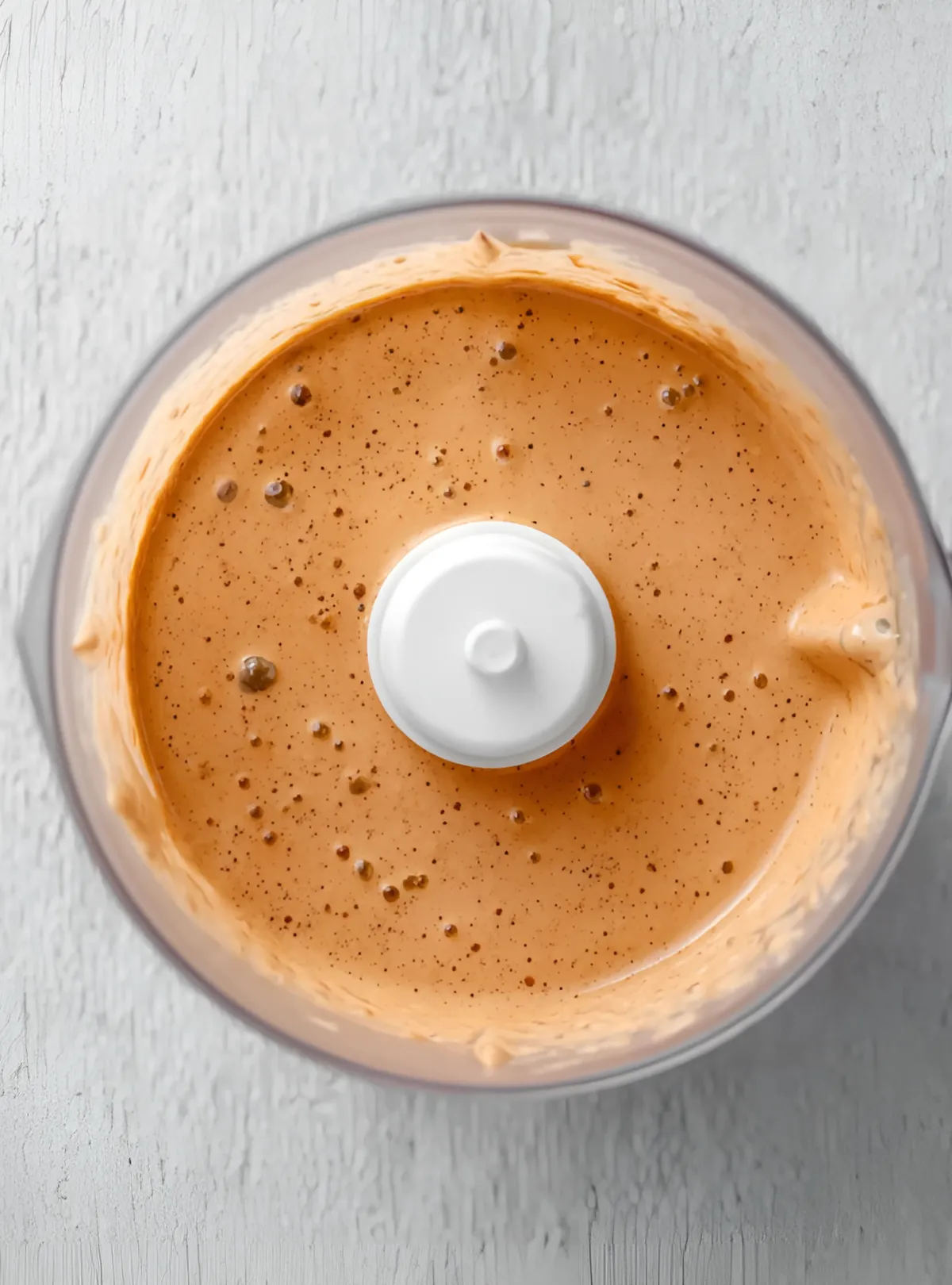 creamy chipotle sauce in a blender viewed from above