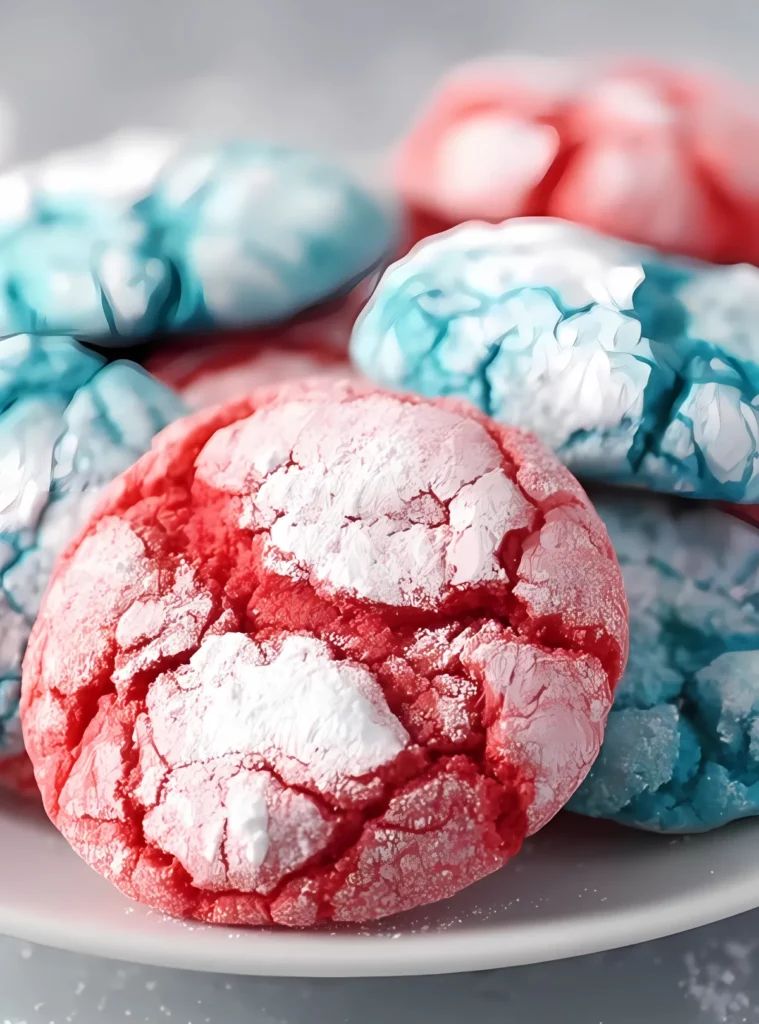 red and blue crinkle cookie on white plate