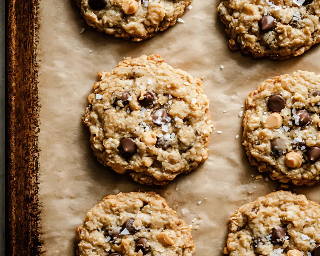 baked cookies with chocolate and peanut butter chips