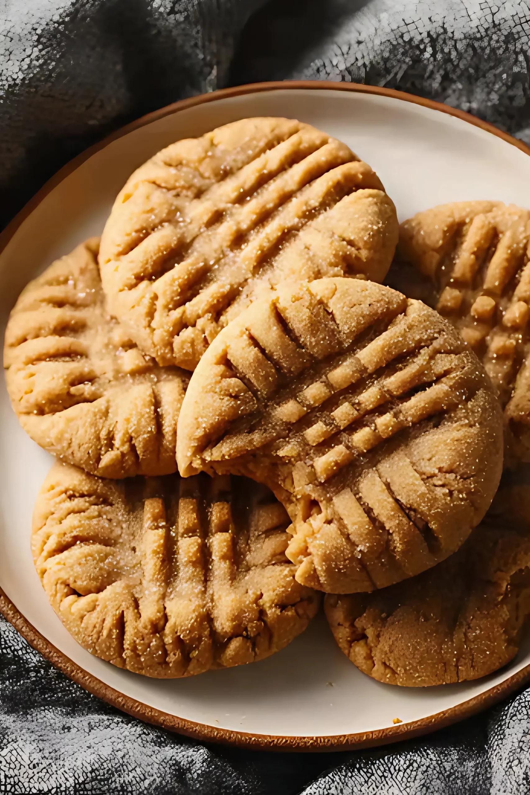 classic peanut butter cookies with bite on top