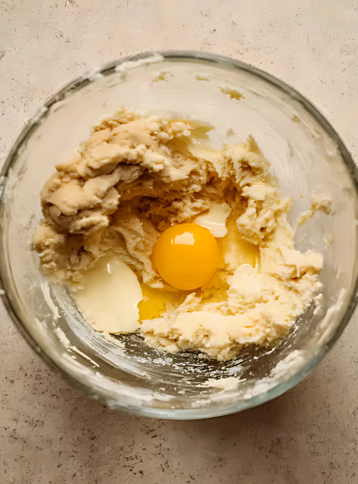egg added to creamed butter and sugar