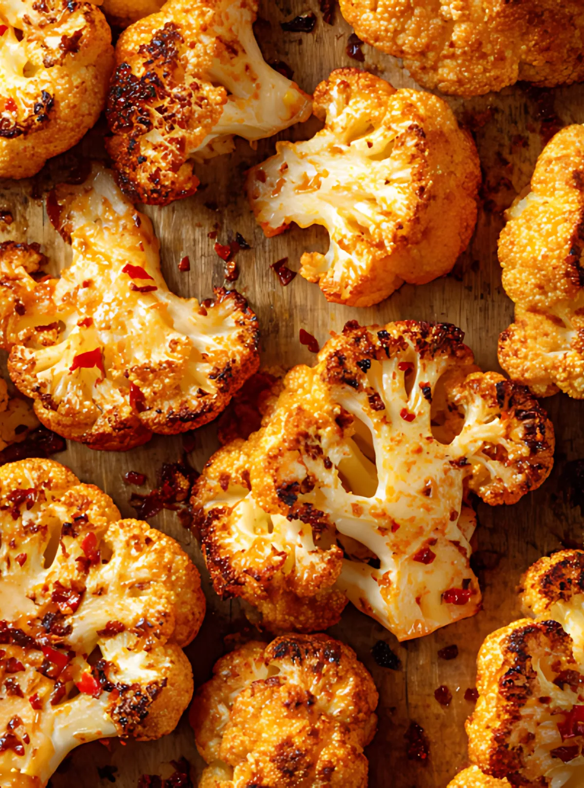 Charred roasted cauliflower close-up