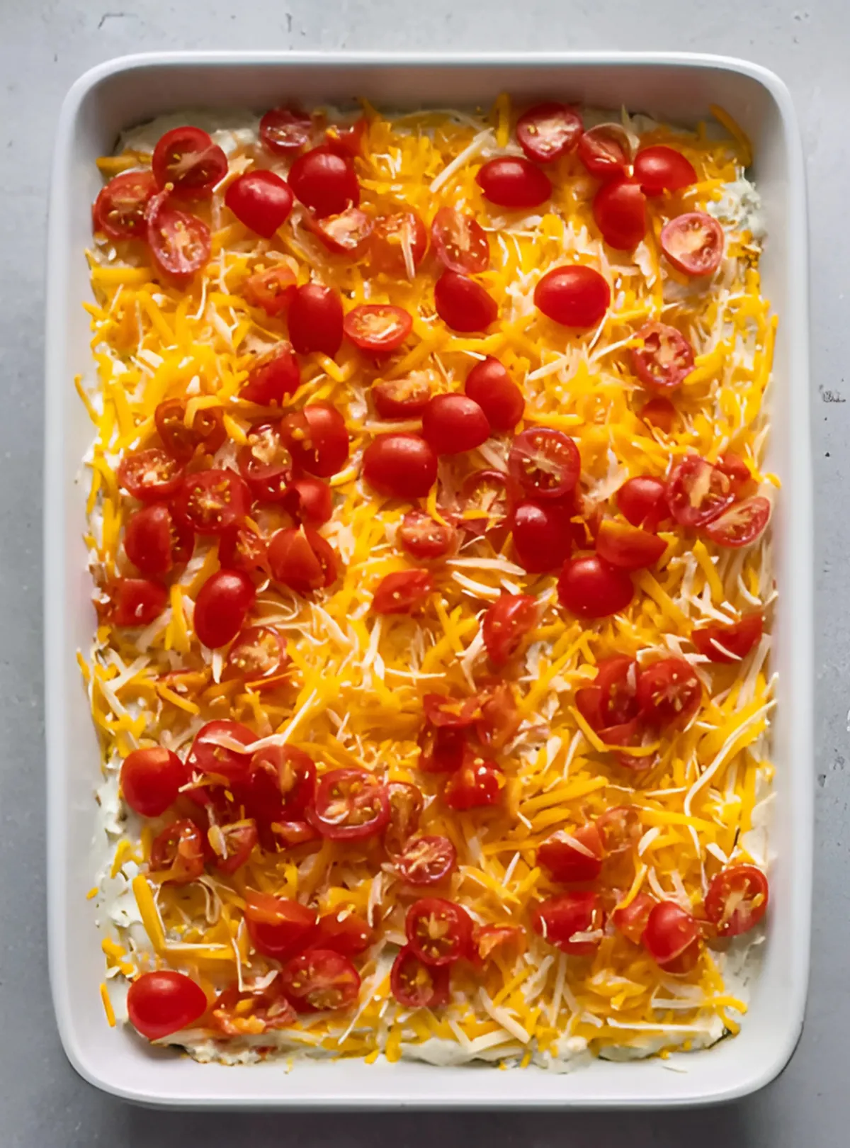 Cheese and cherry tomato layer