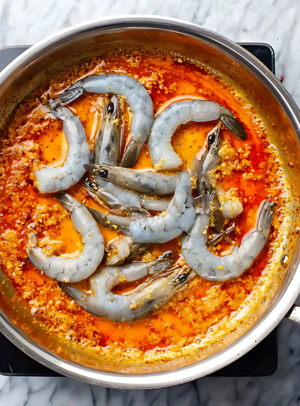 Crevettes crues dans sauce harissa