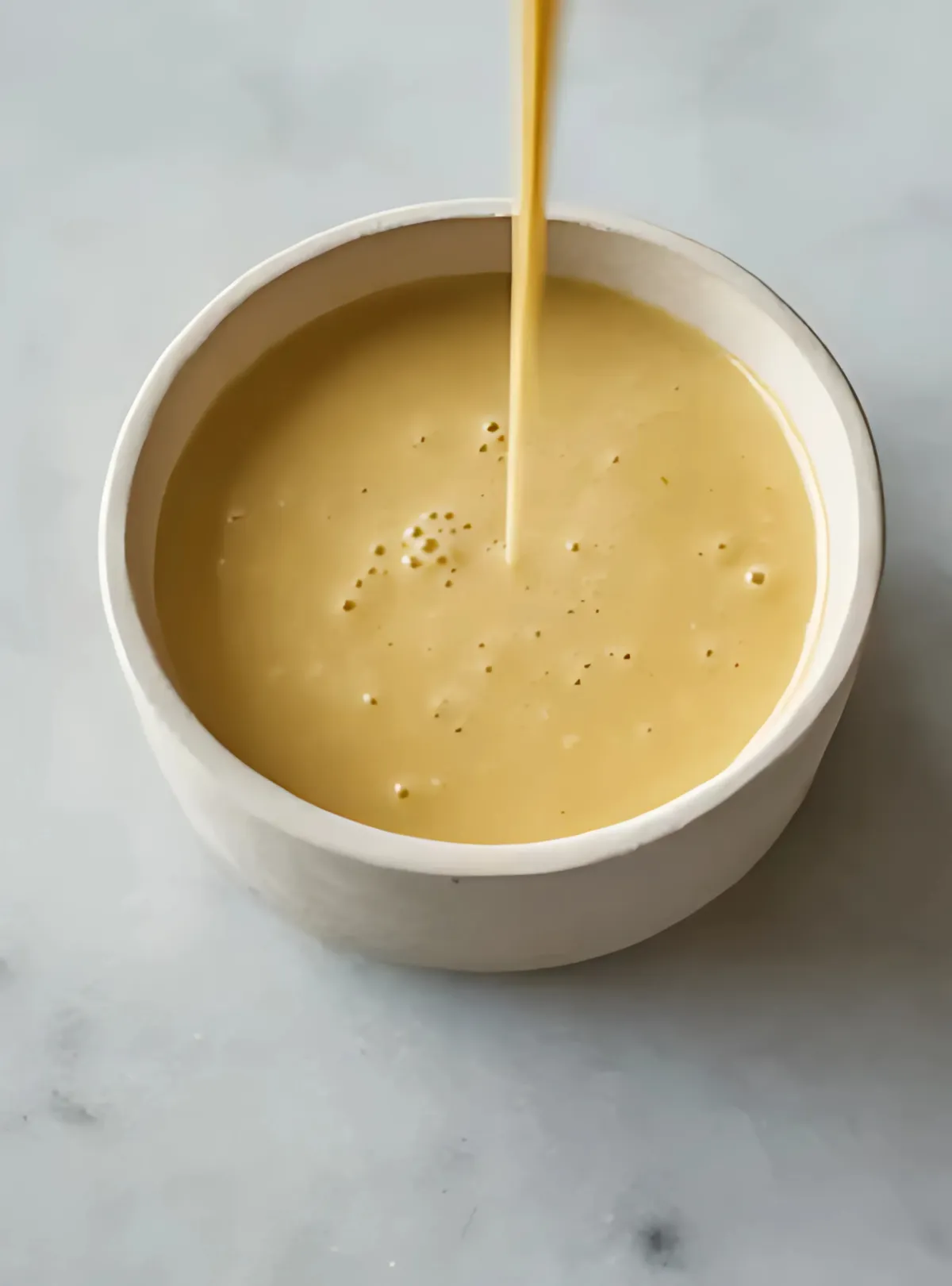 Honey dijon sauce being poured