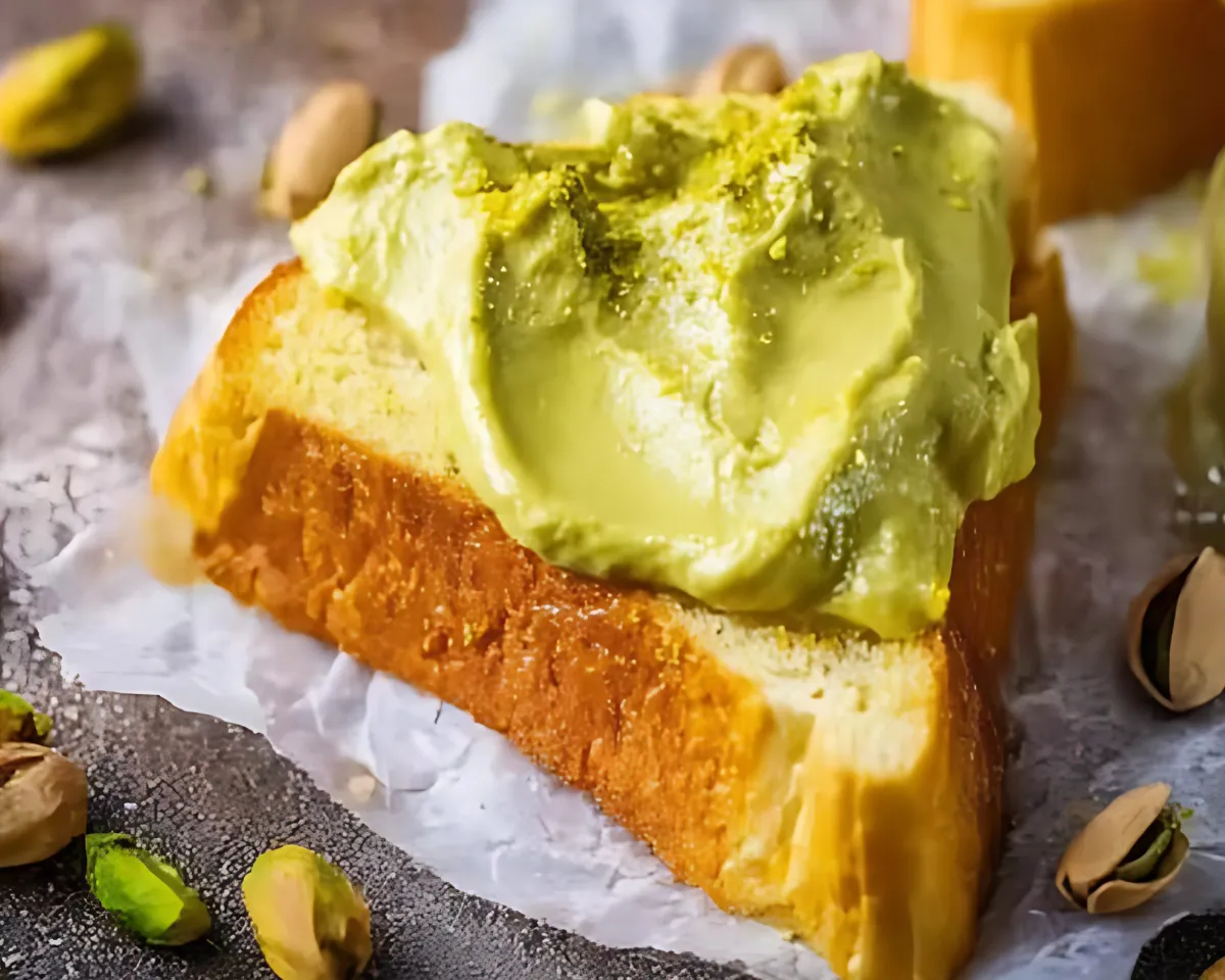 Pistachio cream on toast