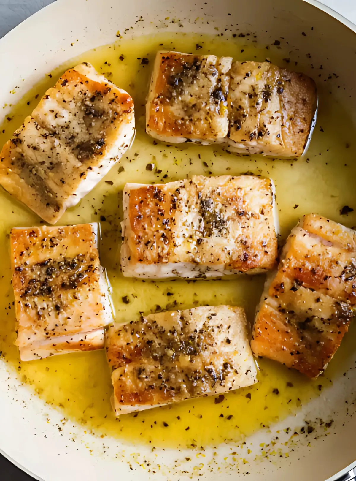 Seared fish in creamy lemon butter