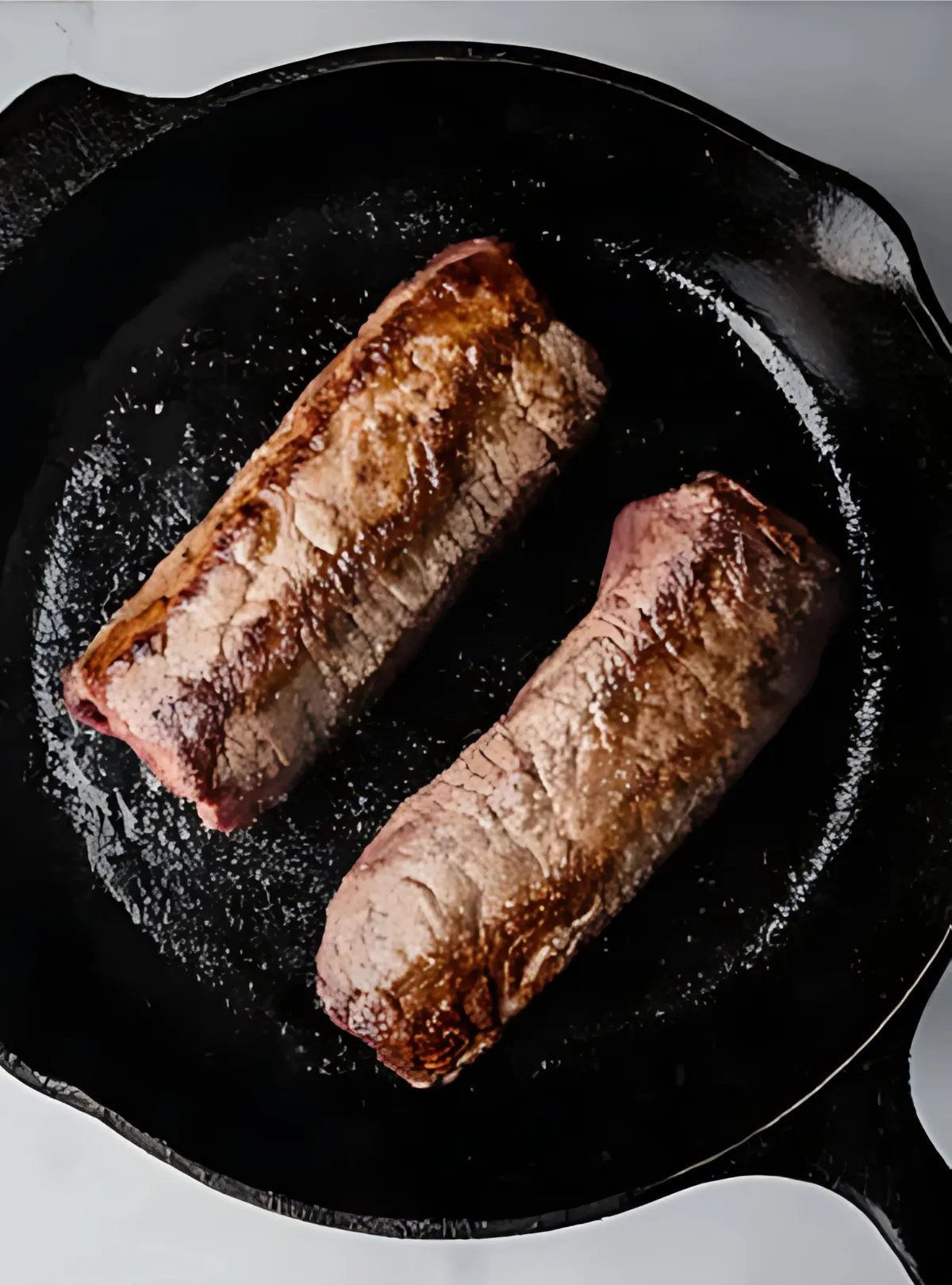 Searing venison in cast iron pan