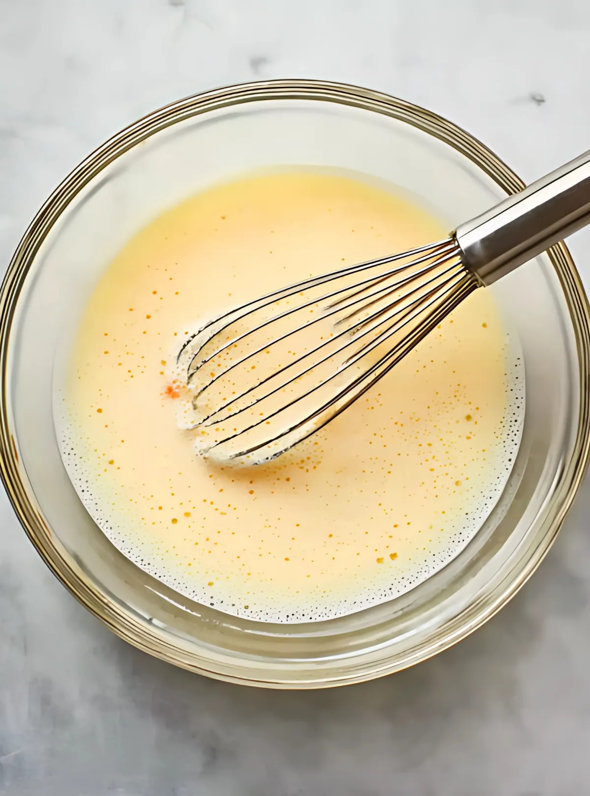 Whisked egg and milk mixture