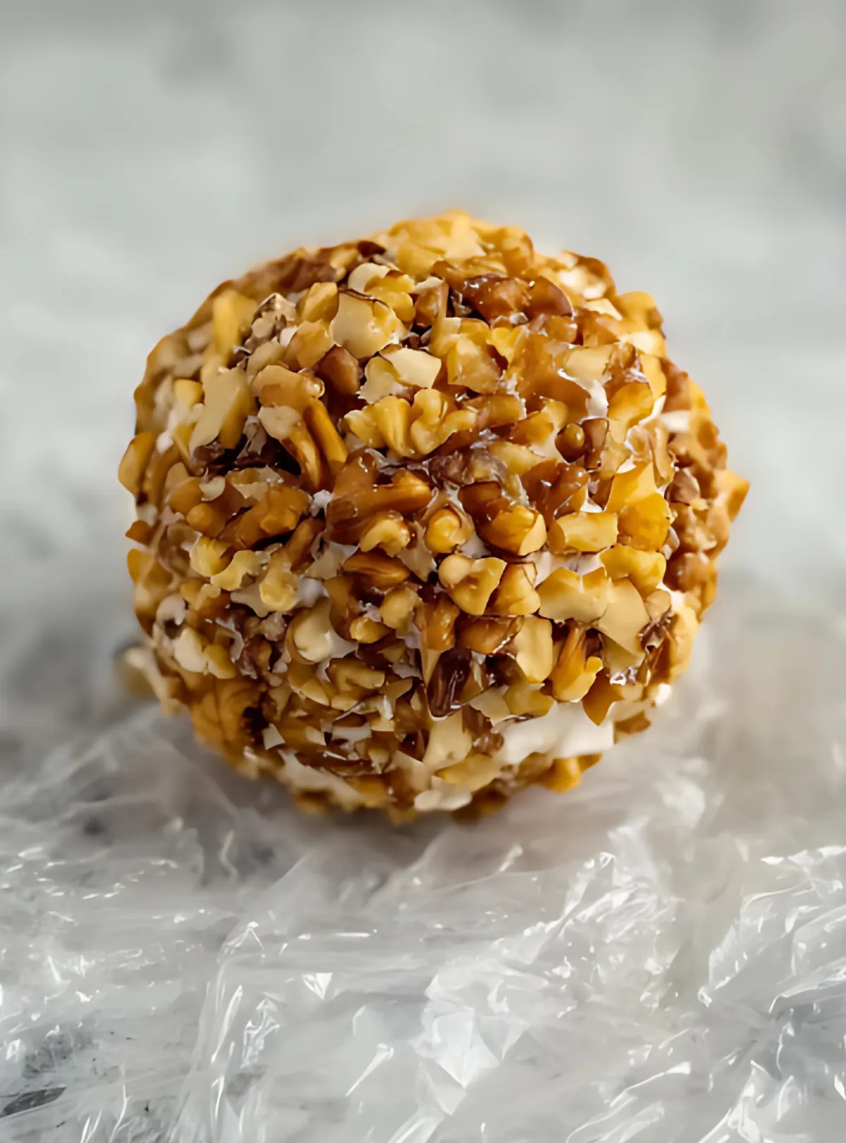 boule fromage noix sur plastique
